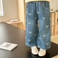 AiweiStyle Kids’ Printed Bow Jeans Pants – Cute, Stretchy, and Comfortable Denim for Girls